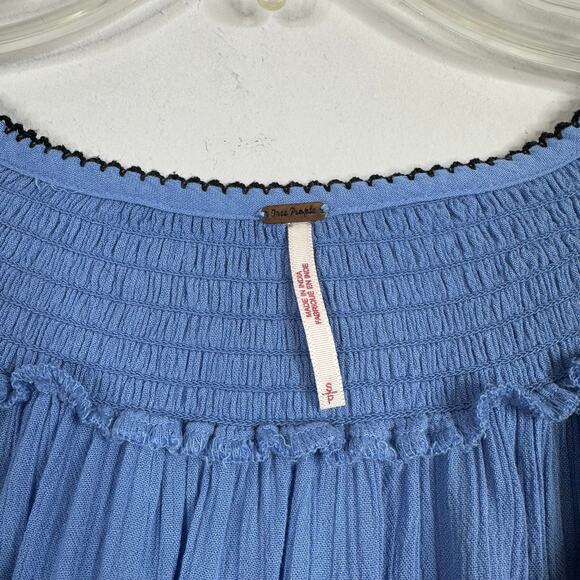 Free People Wind Willow Embroidered V-Neck Mini Dress Blue - Picture 5 of 7